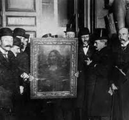 Group of People Holding the Mona Lisa Painting